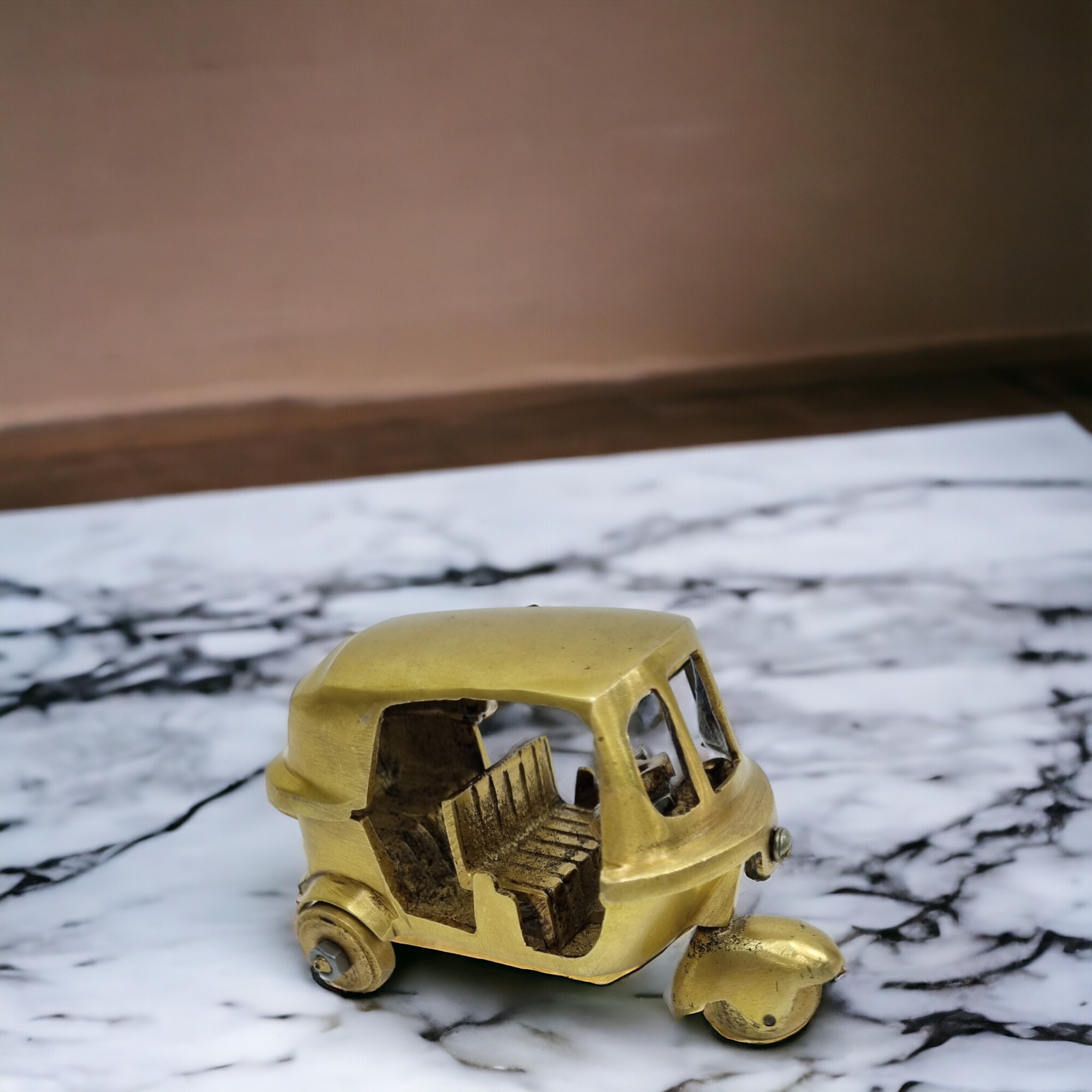 Auto Rickshaw Miniature Brass Decor Showpiece, Indian Handmade Auto Rickshaw, Tuk Tuk Art