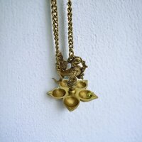 Brass Peacock Carved Hanging Diya Brass Indian Diya Lamp, Brass Decorative Diya - Color: Yellow