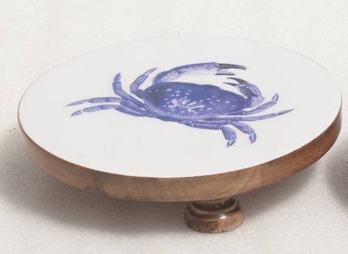 Wooden Round Riser With Eagle Printed Enamel