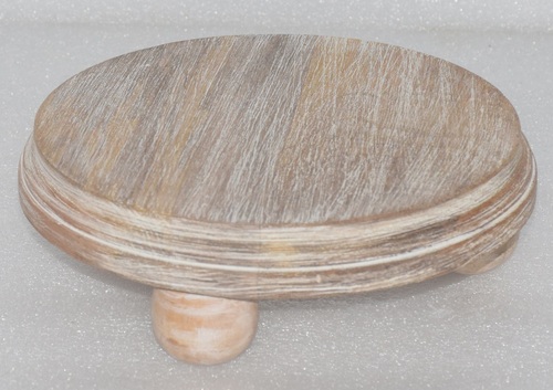 Wooden Round White Wash Riser