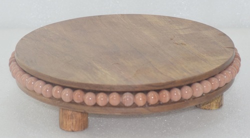 Wooden  Round Riser With Beads Pedestal