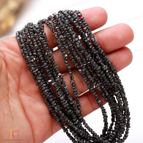 Natural Black Diamond Raw Beads, Rough Diamond Beads, Excellent Quality Diamond Nuggets, 2-3 mm Black Diamond Uncut Beads for Jewelry