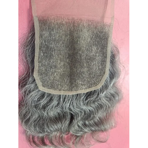 100% Natural Grey Human Hair Closure