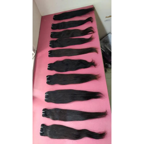 Natural Machine Weft Virgin Human Hair Silky Straight