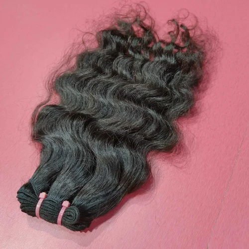 Remy Natural Wavy Machine Weft Hair Extensions