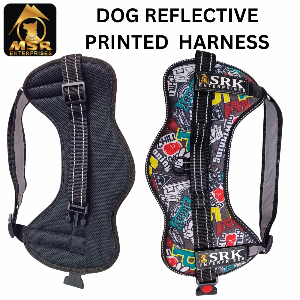 DOG HARNESS REFLECTIVE PRINTED