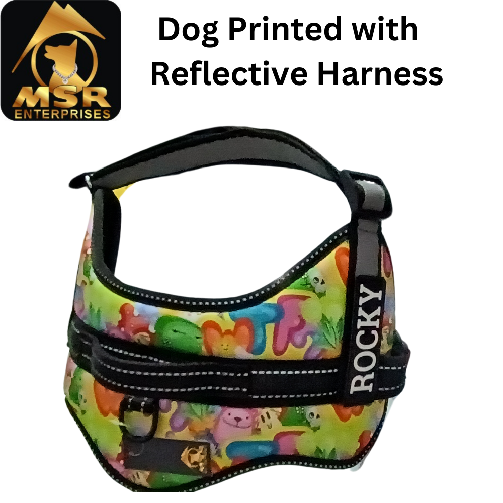 DOG HARNESS REFLECTIVE PRINTED