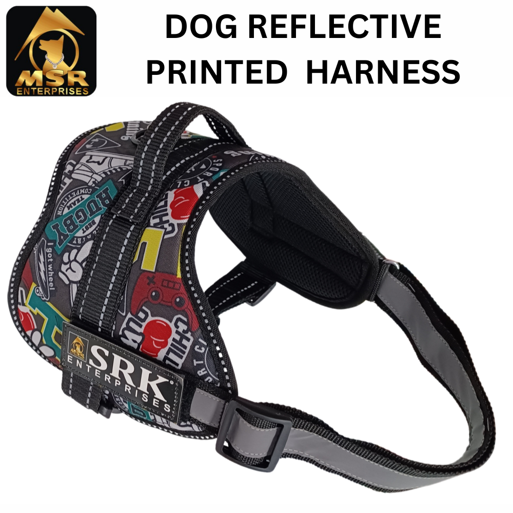 DOG HARNESS REFLECTIVE PRINTED