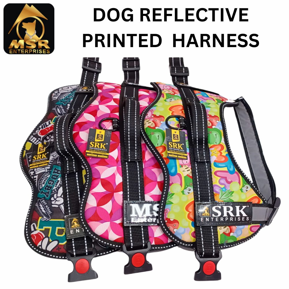 DOG HARNESS REFLECTIVE PRINTED
