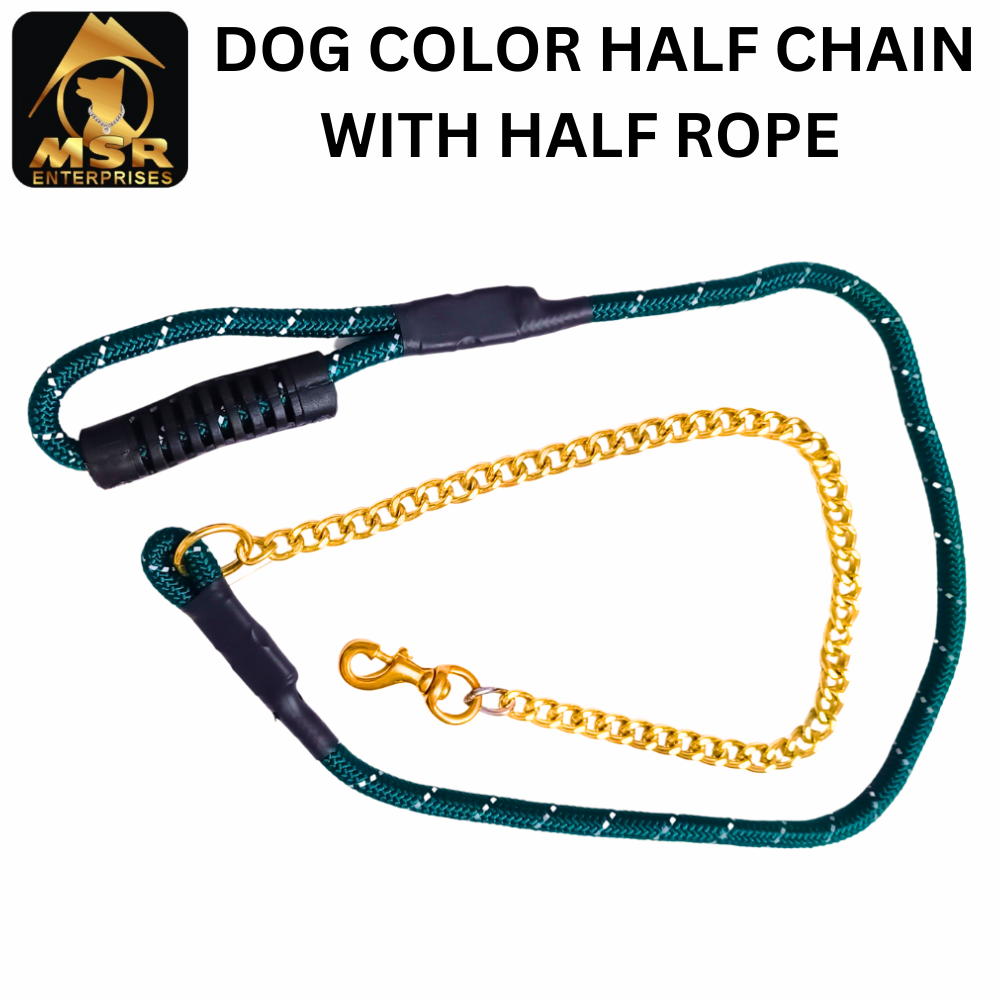 DOG COLOR HALF LEAD CHAIN / BRASS HOOK WITH HALF ROPE (PP)