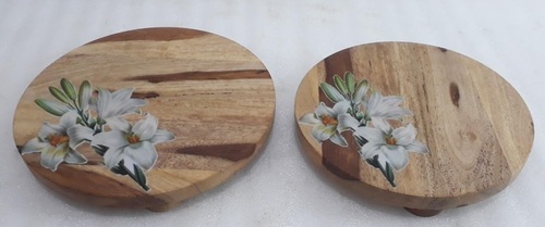 Wooden Round Printed Trivet