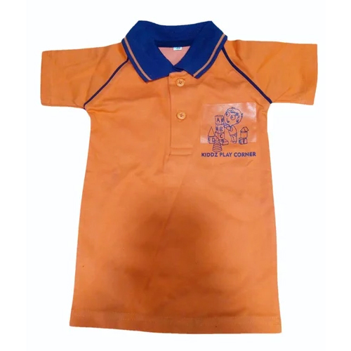 Orange Polo School Uniform T-Shirt - Cotton, Size M, Vibrant Orange | Breathable, Washable, Ideal for Boys Aged 3 to 7