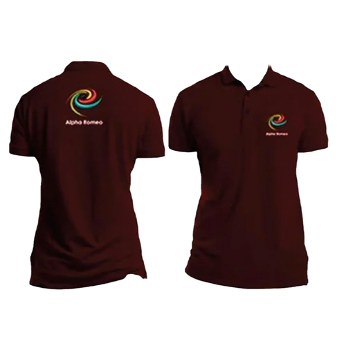 Logo Printed Corporate T-Shirts - Cotton Fabric, Size M, Maroon Color | Unisex Design with Short Sleeves & Customizable Logo Features