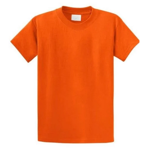 Mens Plain T-Shirt - 100% Cotton, Size M, Vibrant Orange, O-Neck Design | Comfortable Casual Wear for All Ages