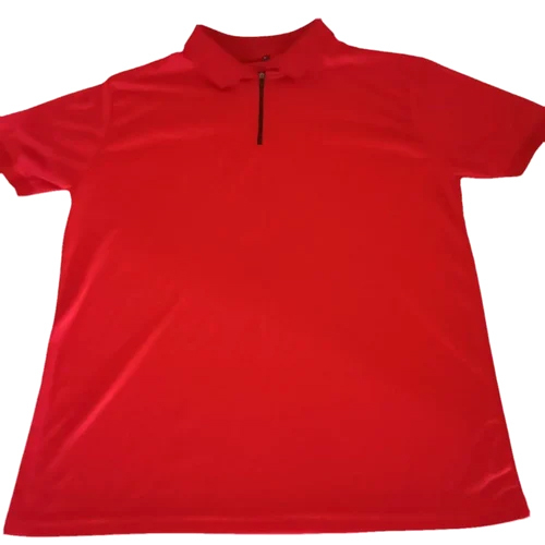 Mens Polyester Polo T-Shirt - Cotton Fabric, Plus Size Fit, Red Color, Polo Collar Style | Stylish & Comfortable for All Ages