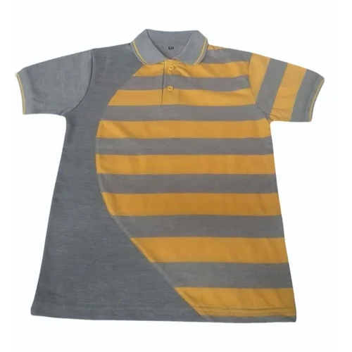 Mens Cotton Striped T-Shirt - Cotton, Size M, Grey | Striped Pattern, Versatile for All Ages, Casual and Semi-Formal Wear
