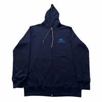 Navy Blue Winter Hoodies Sweatshirt - Breathable Polyester, Plus Size, Zipper Closure , Long Sleeves For Males Of All Ages, Plain Design