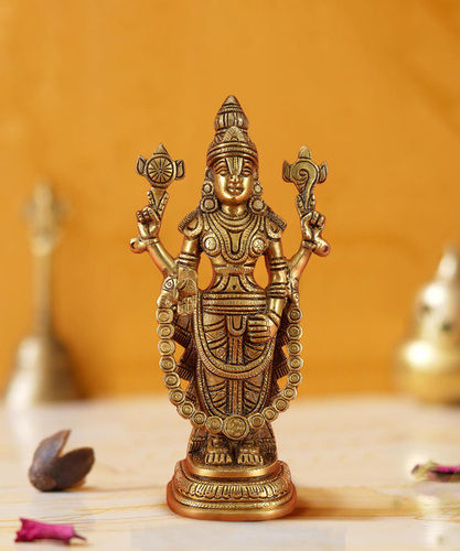 Brass Balaji Statue Statue with Yellow |Religious Statue| |Temple decor| |Gift item| |Brass Statue|