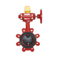 Lugged Wafer Butterfly Valve With Tamper Switch - Color: Red