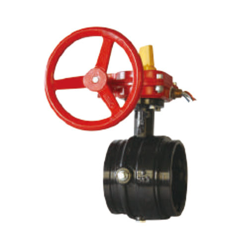 Black And Red Double Eccentric Grooved Butterfly Valve With Tamper Switch