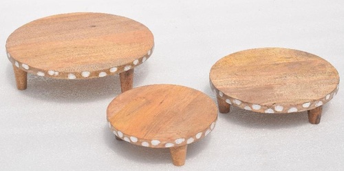 Wooden Trivets With White Chintz