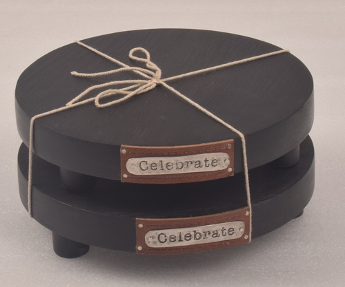 Wooden Black Trivet Set