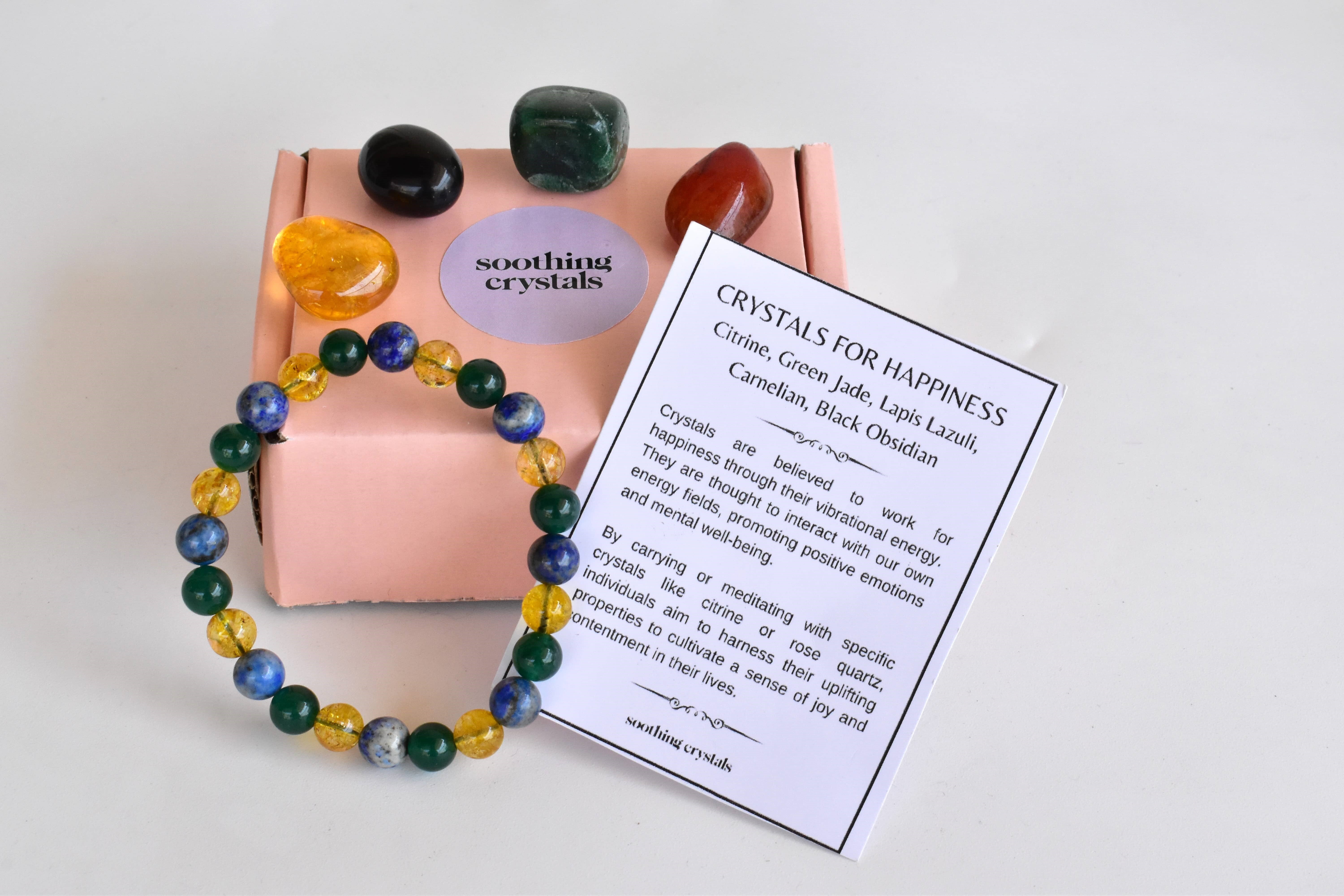 Promoting Happiness Crystal Kit, Healing Gemstones, Meditation Gift Stones