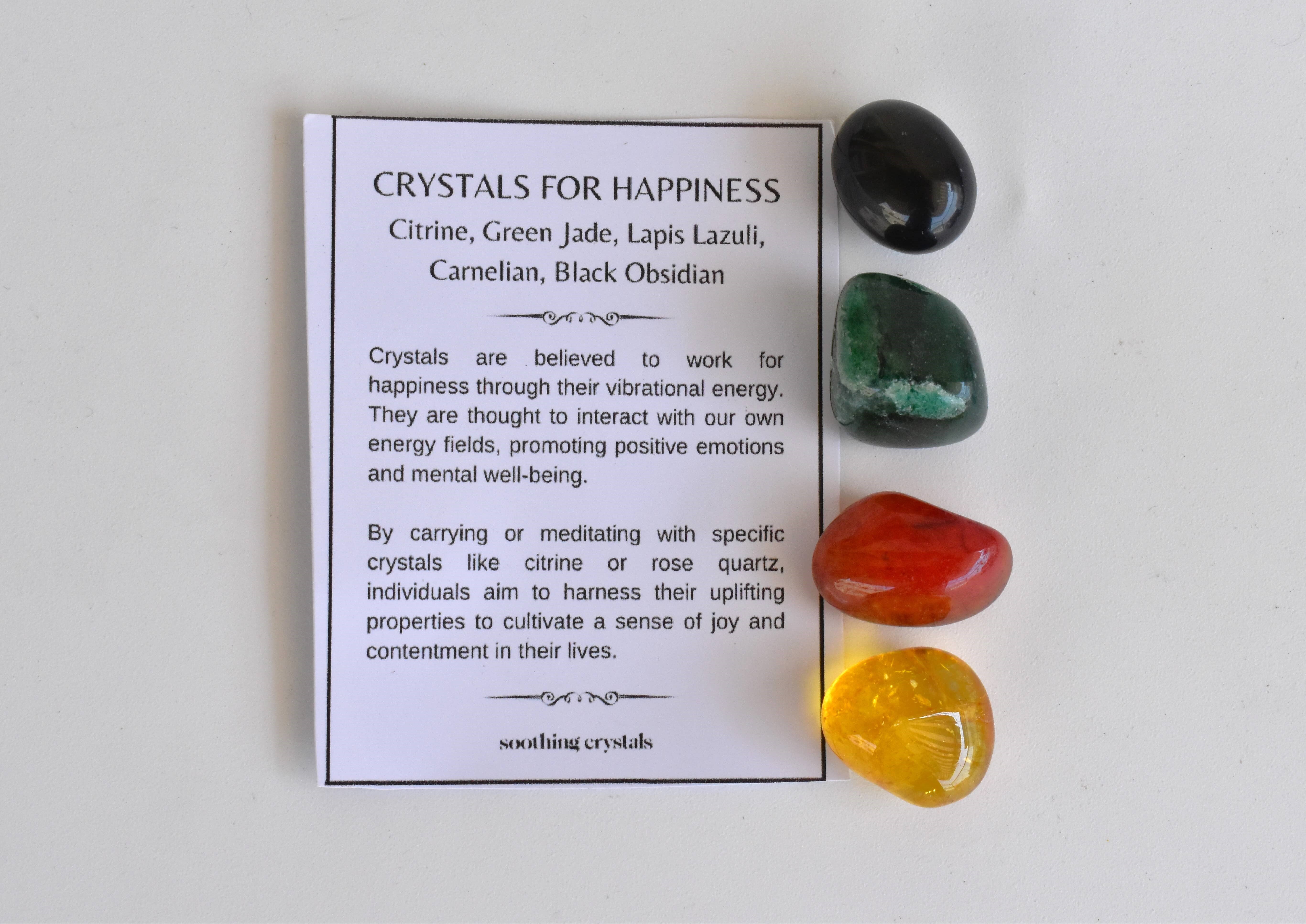 Promoting Happiness Crystal Kit, Healing Gemstones, Meditation Gift Stones