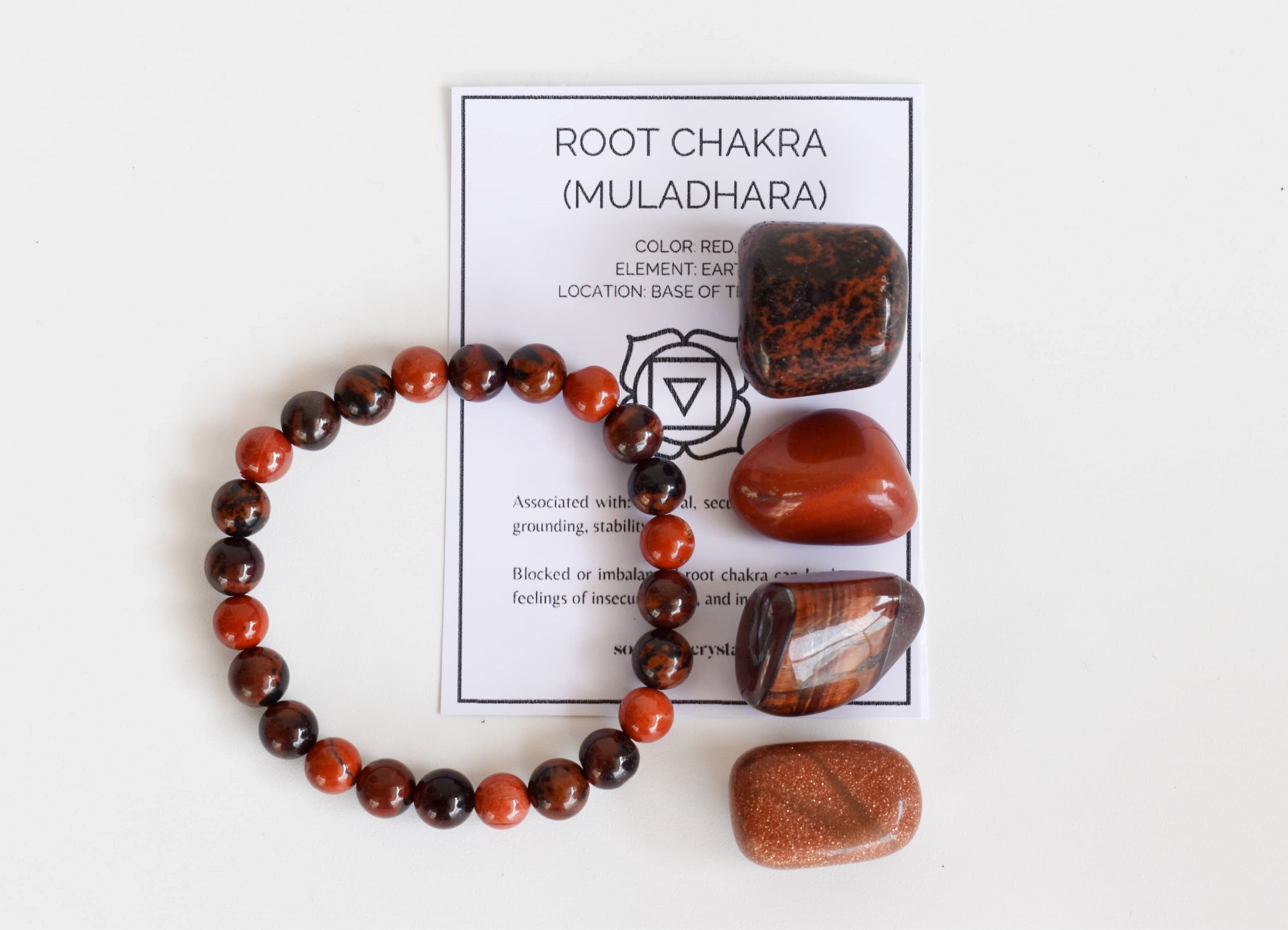 Root Chakra Crystal Kit, Chakra Gift Set, Chakra Balancing Stones