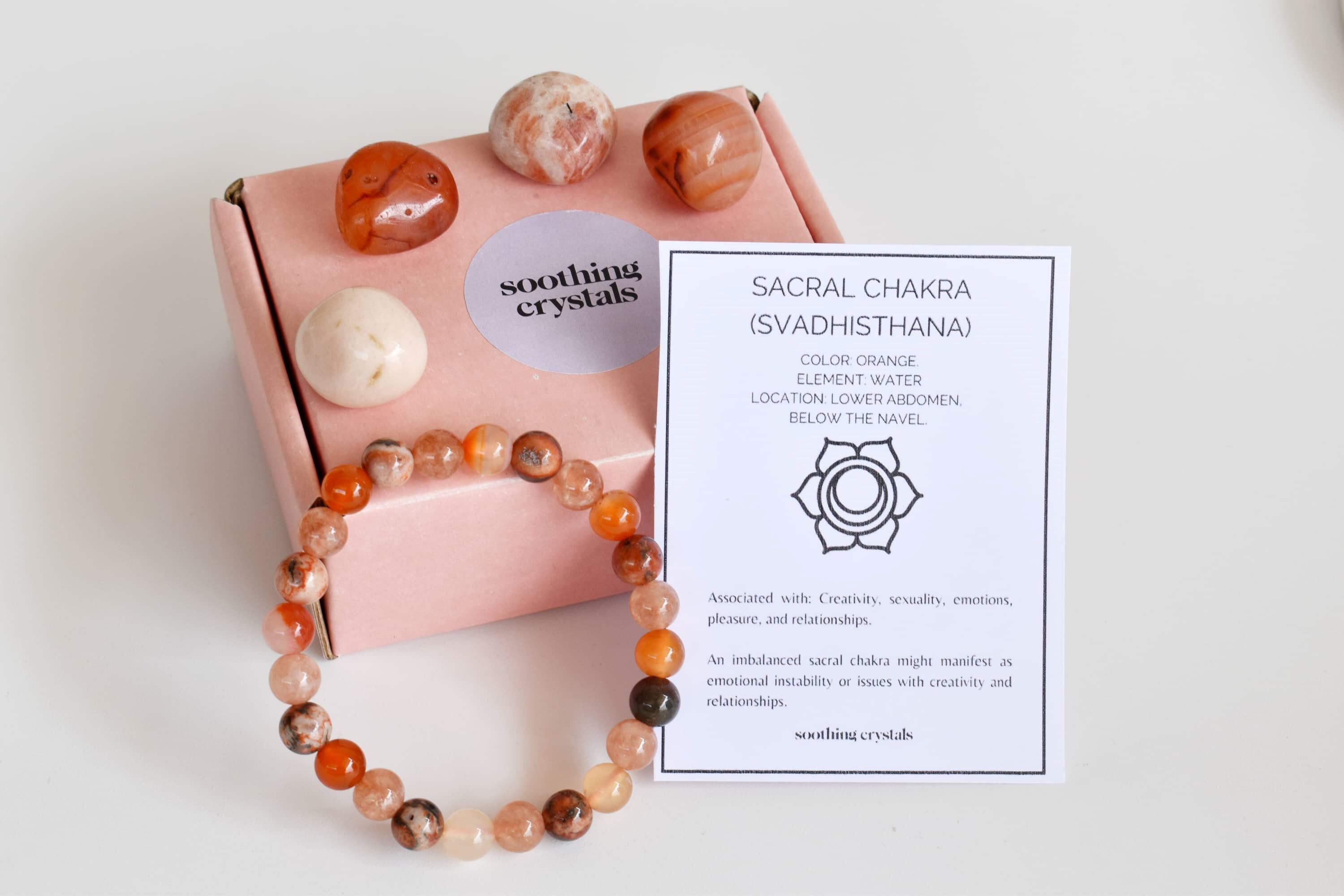 Sacral Chakra Crystal Kit, Chakra Gift Set, Chakra Balancing Stones