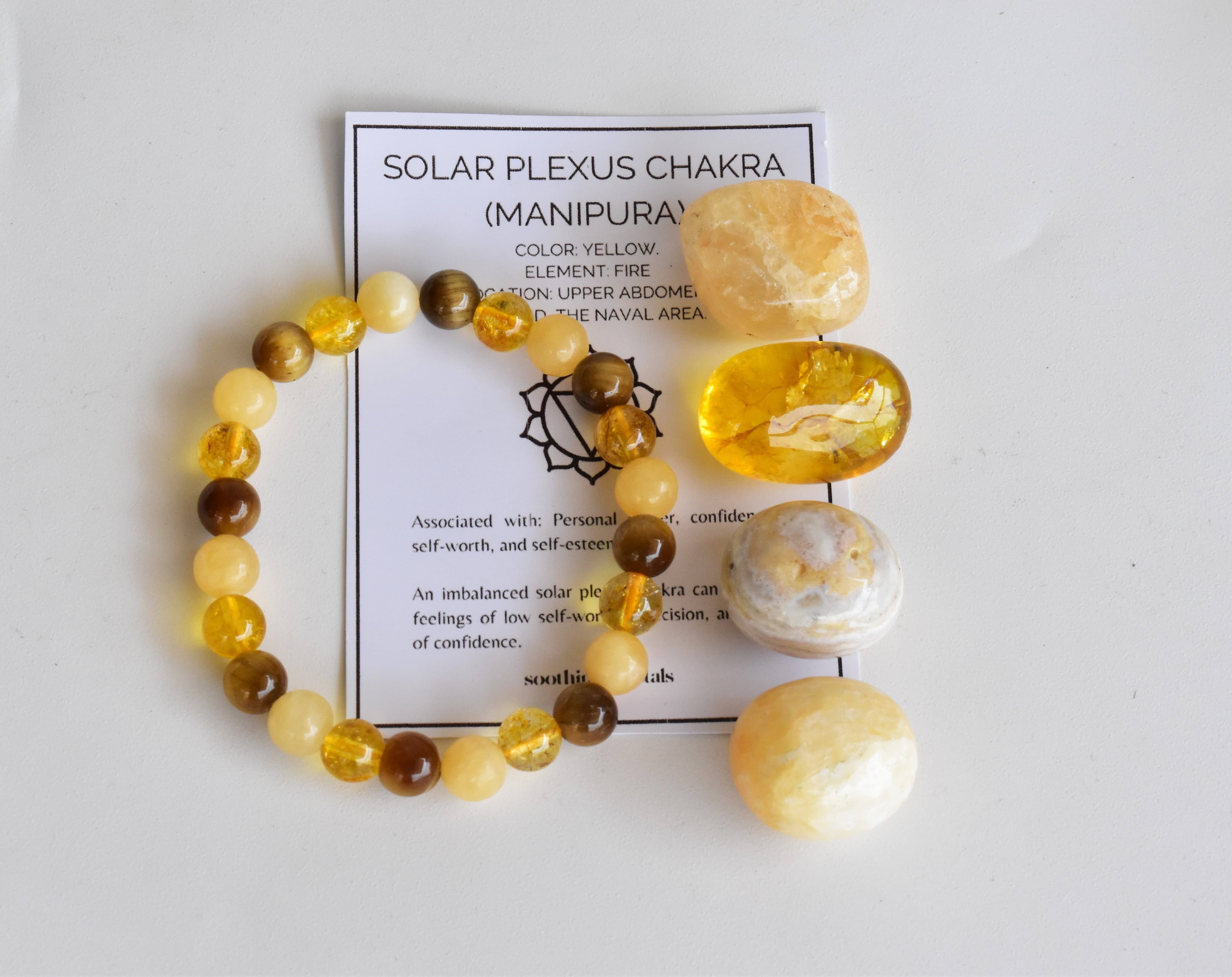 Solar Plexus Chakra Crystal Kit, Chakra Gift Set, Chakra Balancing Stones