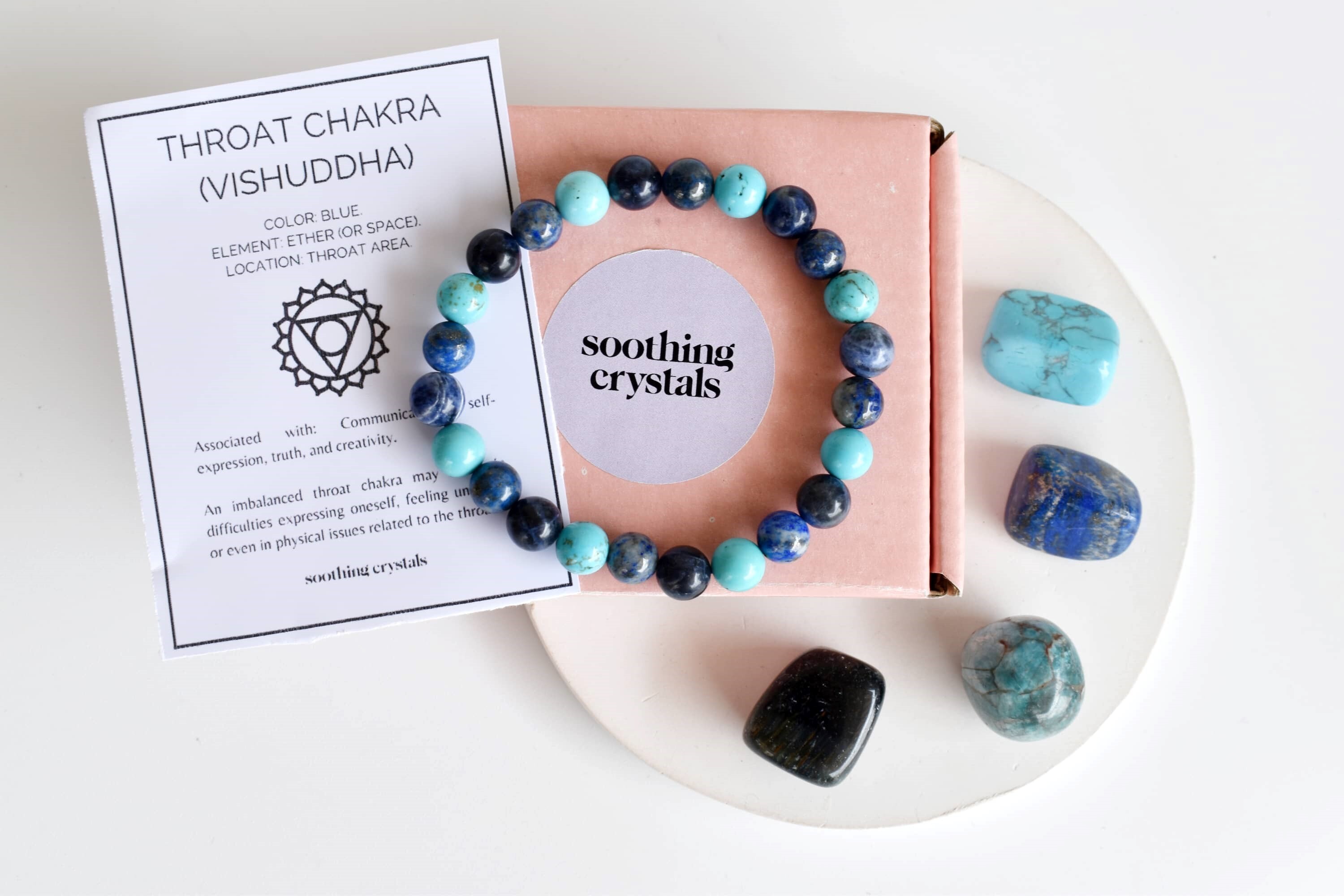 Throat Chakra Crystal Kit, Chakra Gift Set, Chakra Balancing Stones