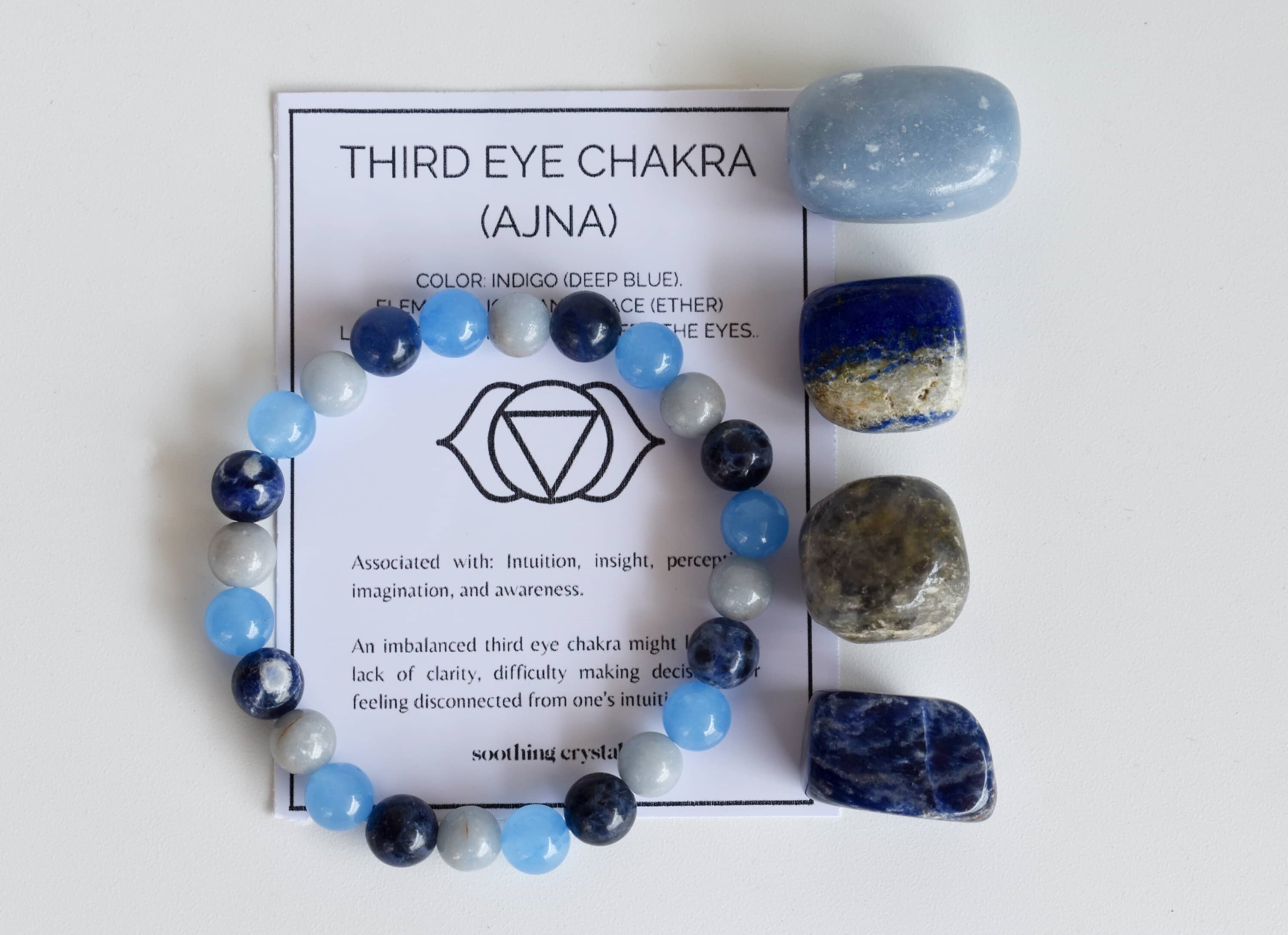 Third Eye Chakra Crystal Kit, Chakra Gift Set, Chakra Balancing Stones