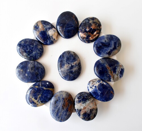 Sodalite Worry Stone for Crystal Healing, Pocket Palm Stone