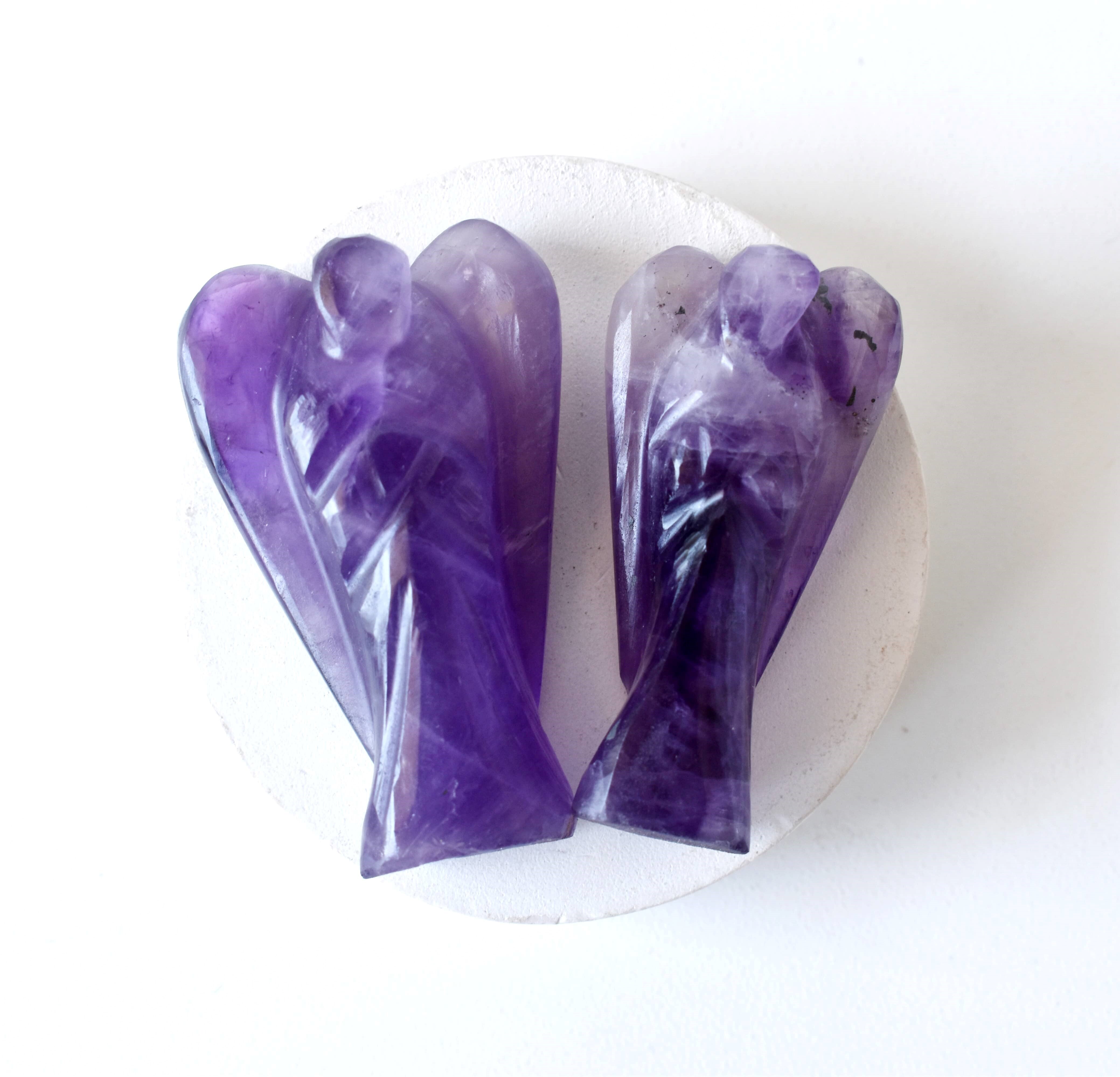 Amethyst Angel, Gemstone Angel Statue, Pocket Angels