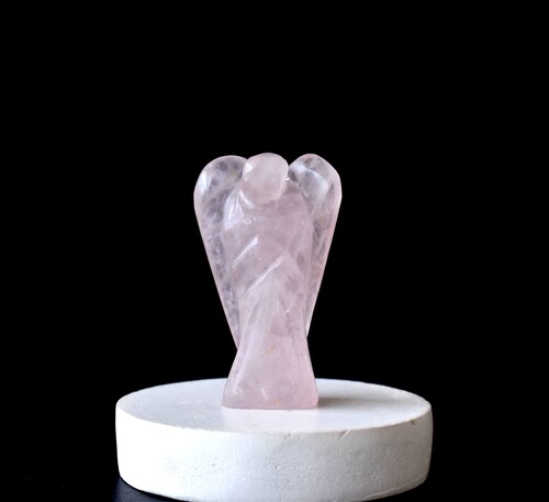 Rose Quartz  Angel, Gemstone Angel Statue, Pocket Angels