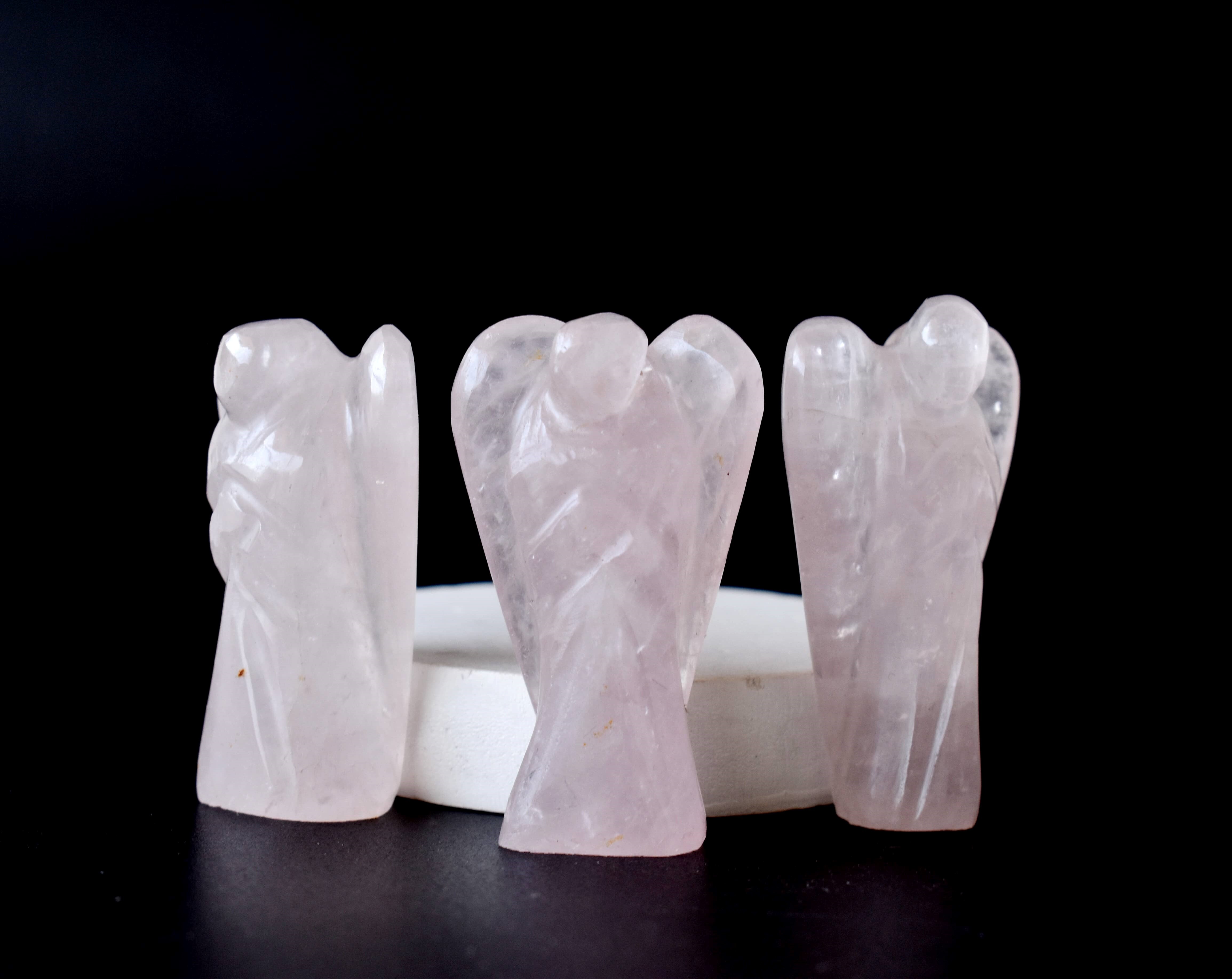 Rose Quartz  Angel, Gemstone Angel Statue, Pocket Angels