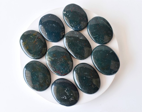 Bloodstone Worry Stone for Crystal Healing, Pocket Palm Stone