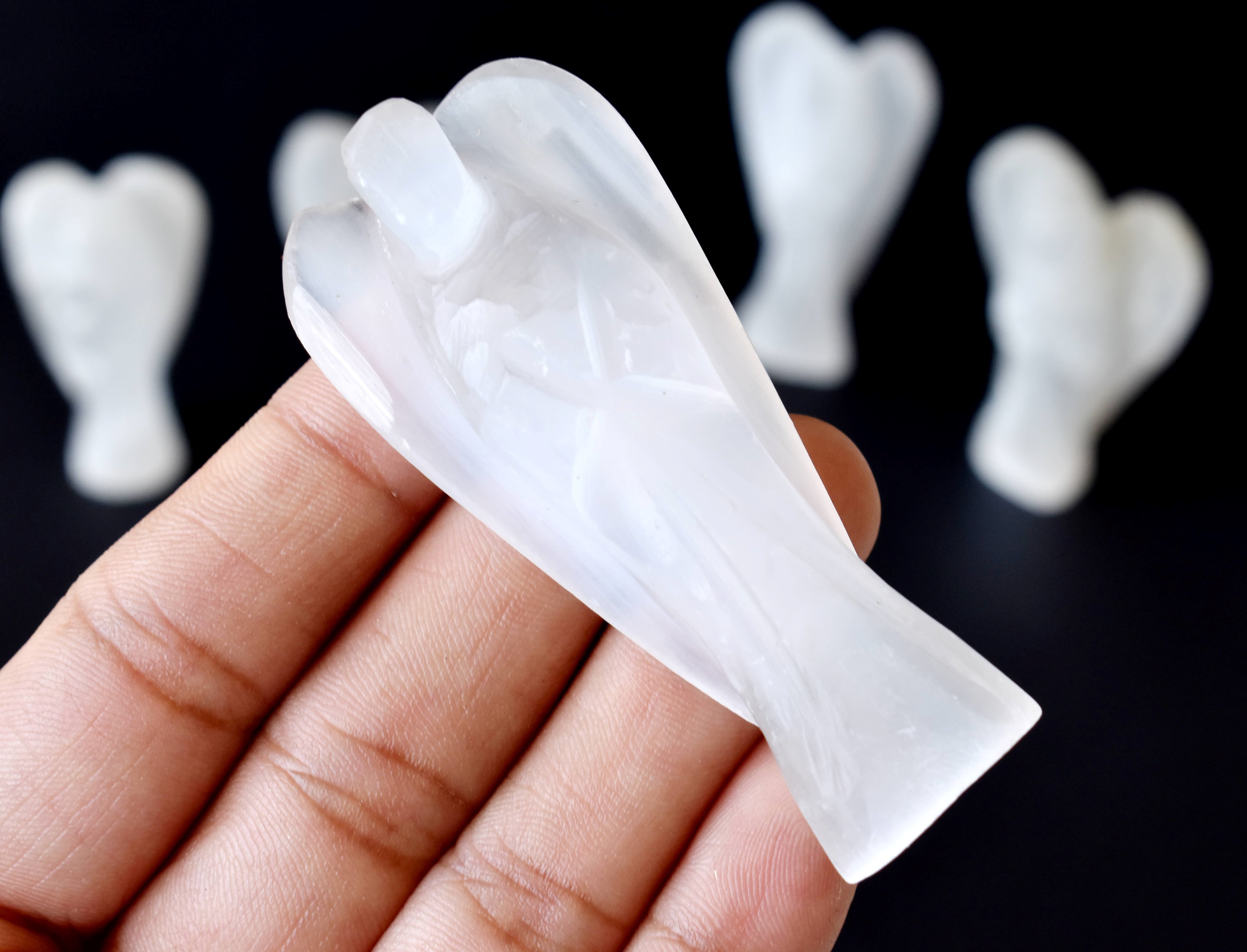 Selenite Angel, Gemstone Angel Statue, Pocket Angels