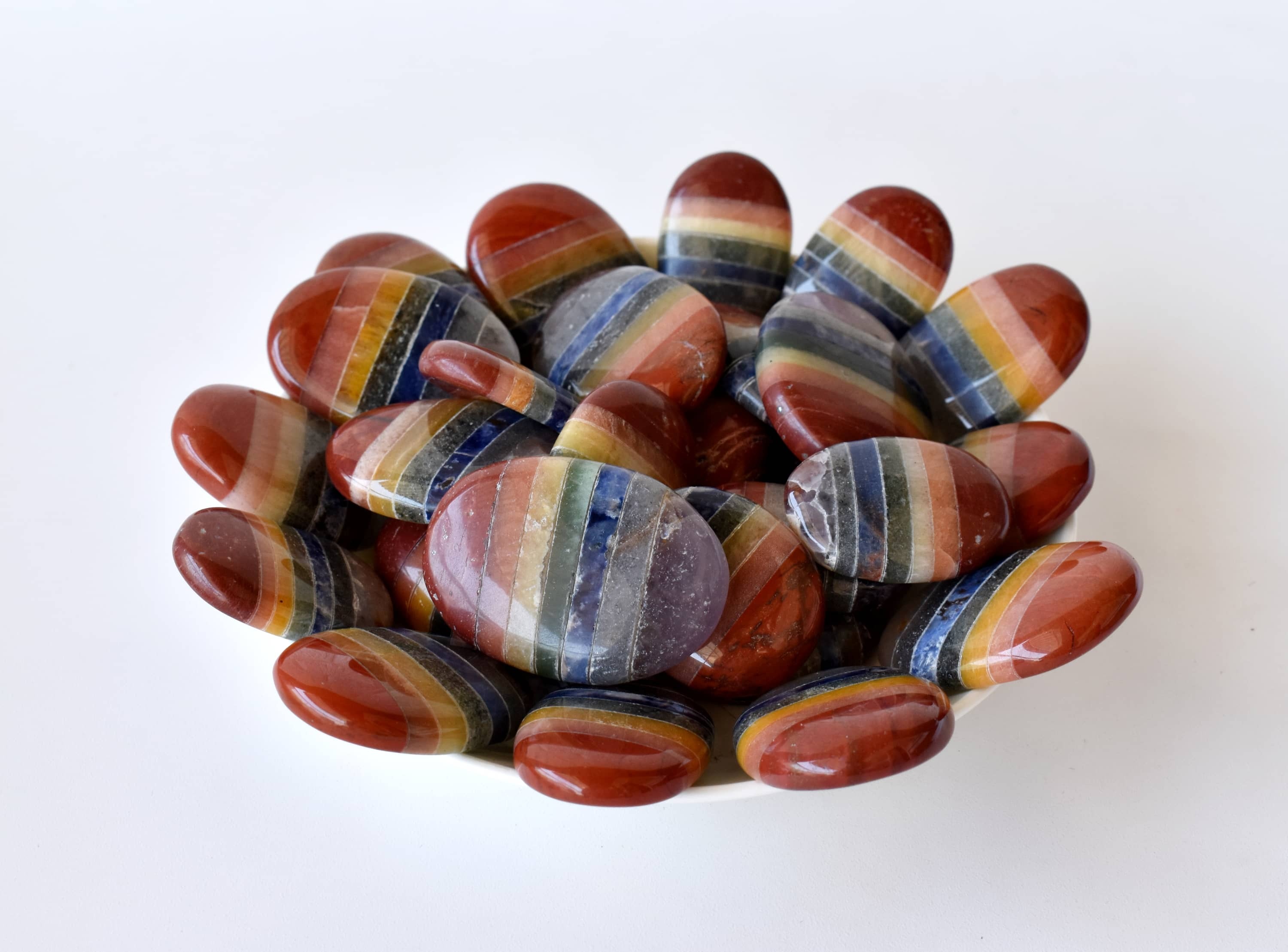 Chakra Bonded Worry Stone for Crystal Healing, Pocket Palm Stone