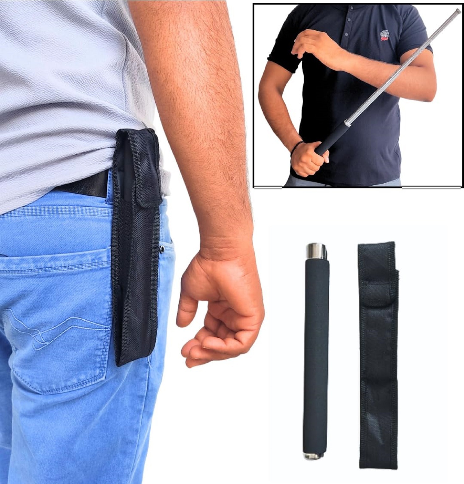 FOLDABLE SELF DEFENCE STICK ROD WITH COVER