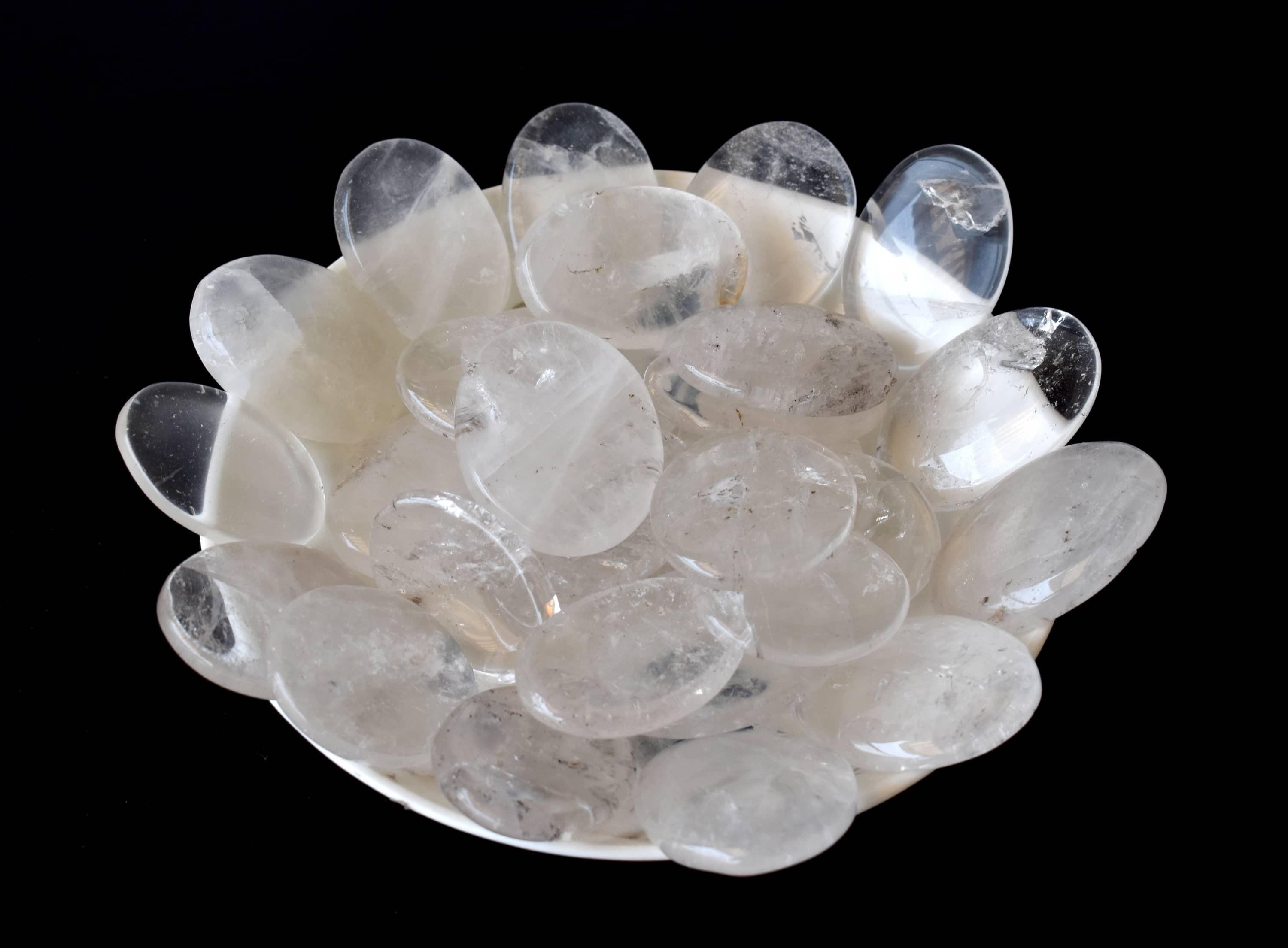 Crystal Quartz  Worry Stone for Crystal Healing, Pocket Palm Stone