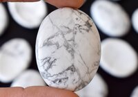 Howlite  Worry Stone for Crystal Healing, Pocket Palm Stone