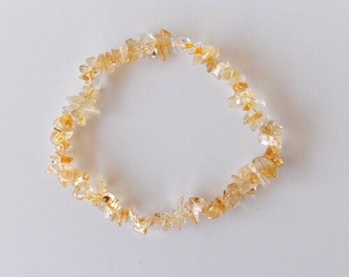 Citrine Chip Bracelet, Baroque Crystal Jewelry