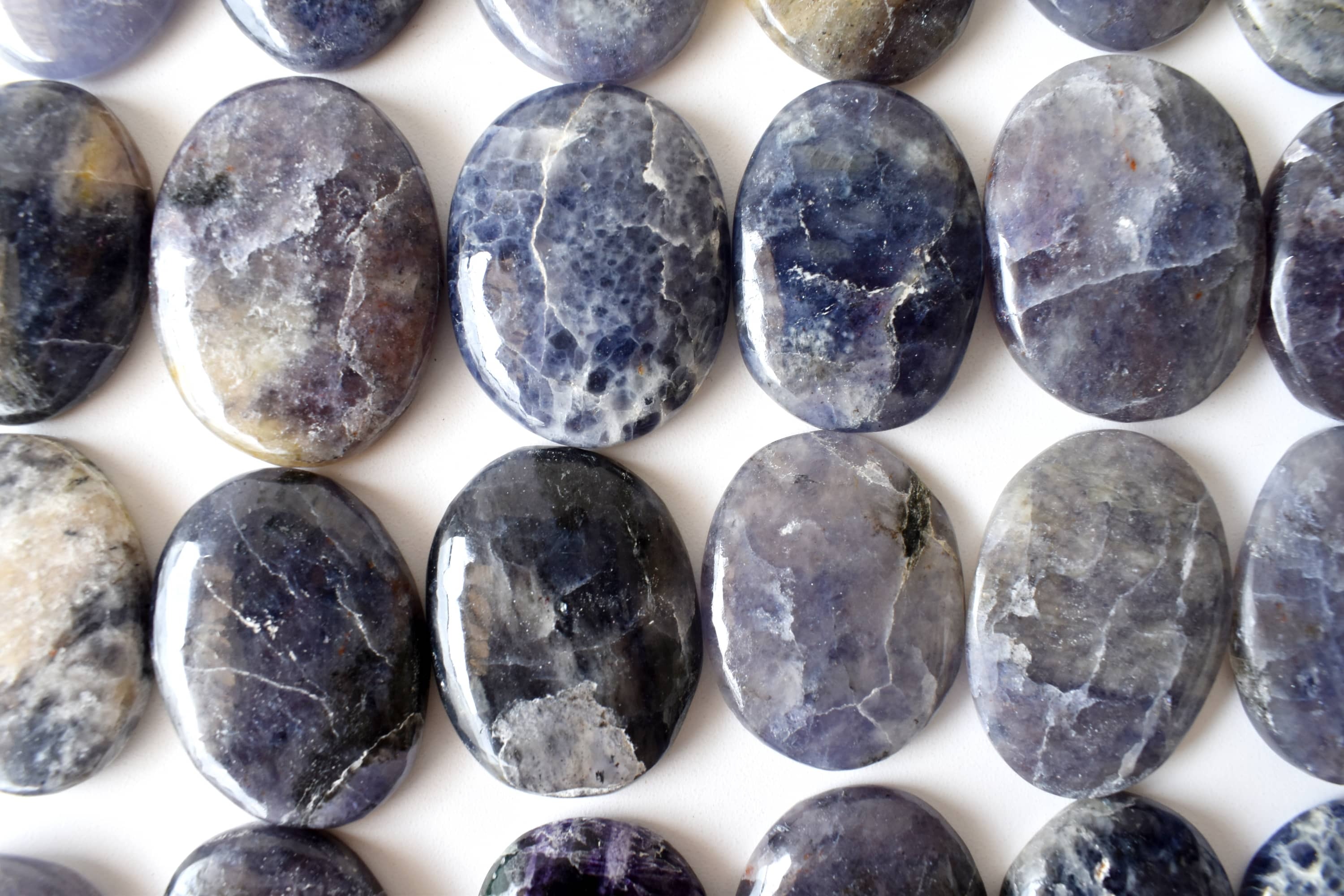 Iolite  Worry Stone for Crystal Healing, Pocket Palm Stone