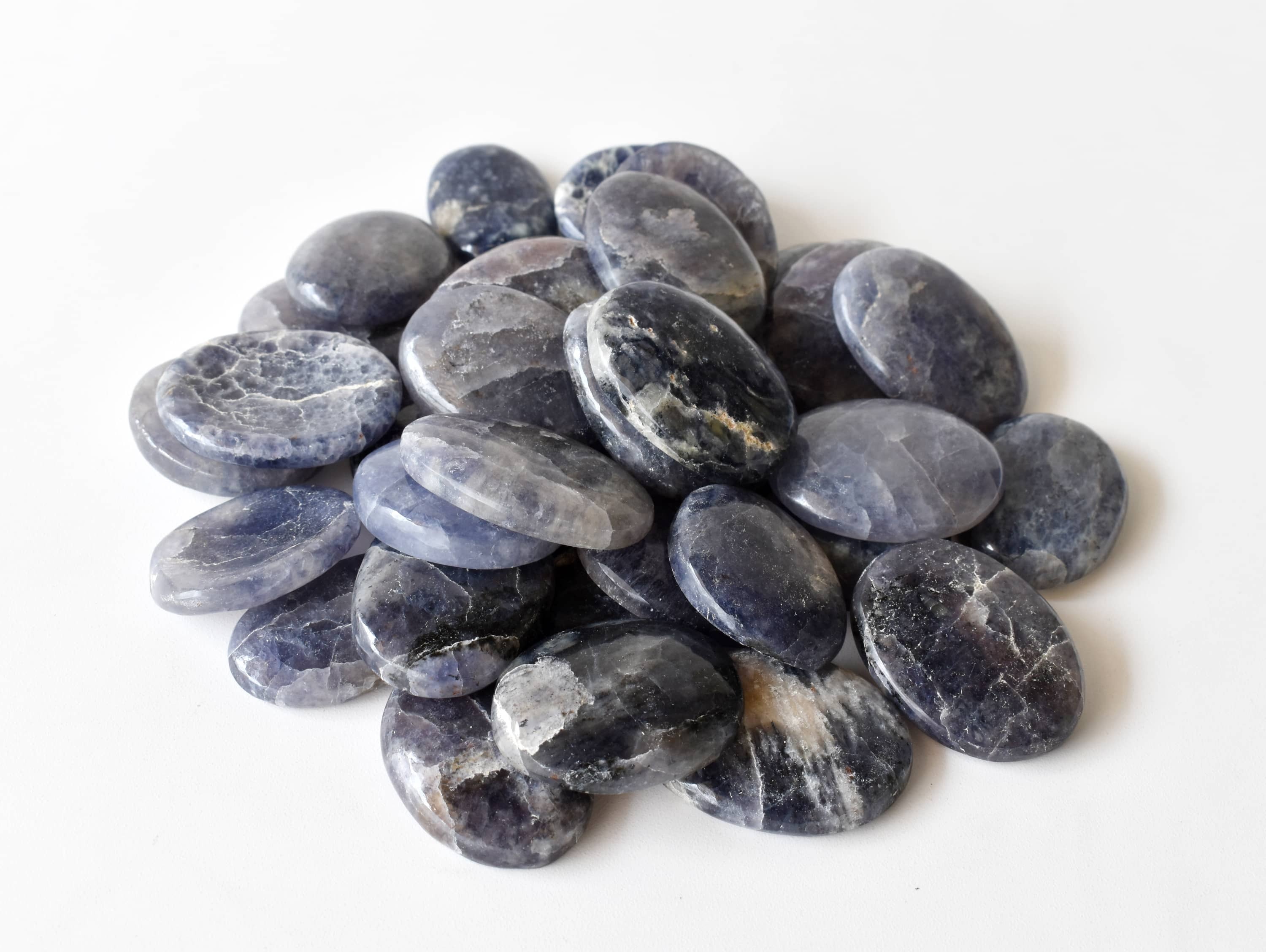 Iolite  Worry Stone for Crystal Healing, Pocket Palm Stone