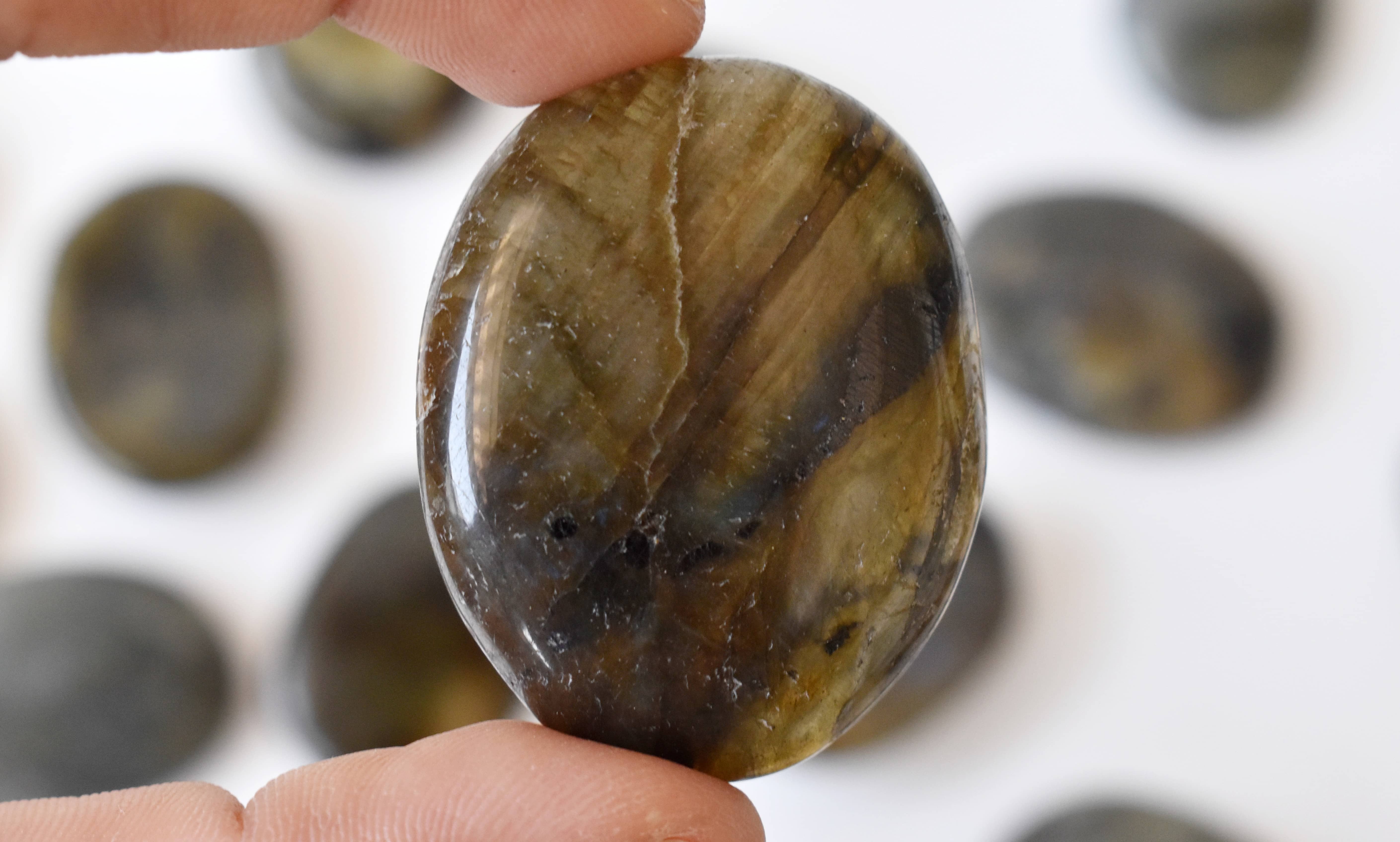 Labradorite Worry Stone for Crystal Healing, Pocket Palm Stone