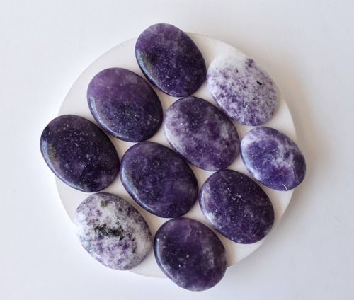 Lepidolite Worry Stone For Crystal Healing, Pocket Palm Stone