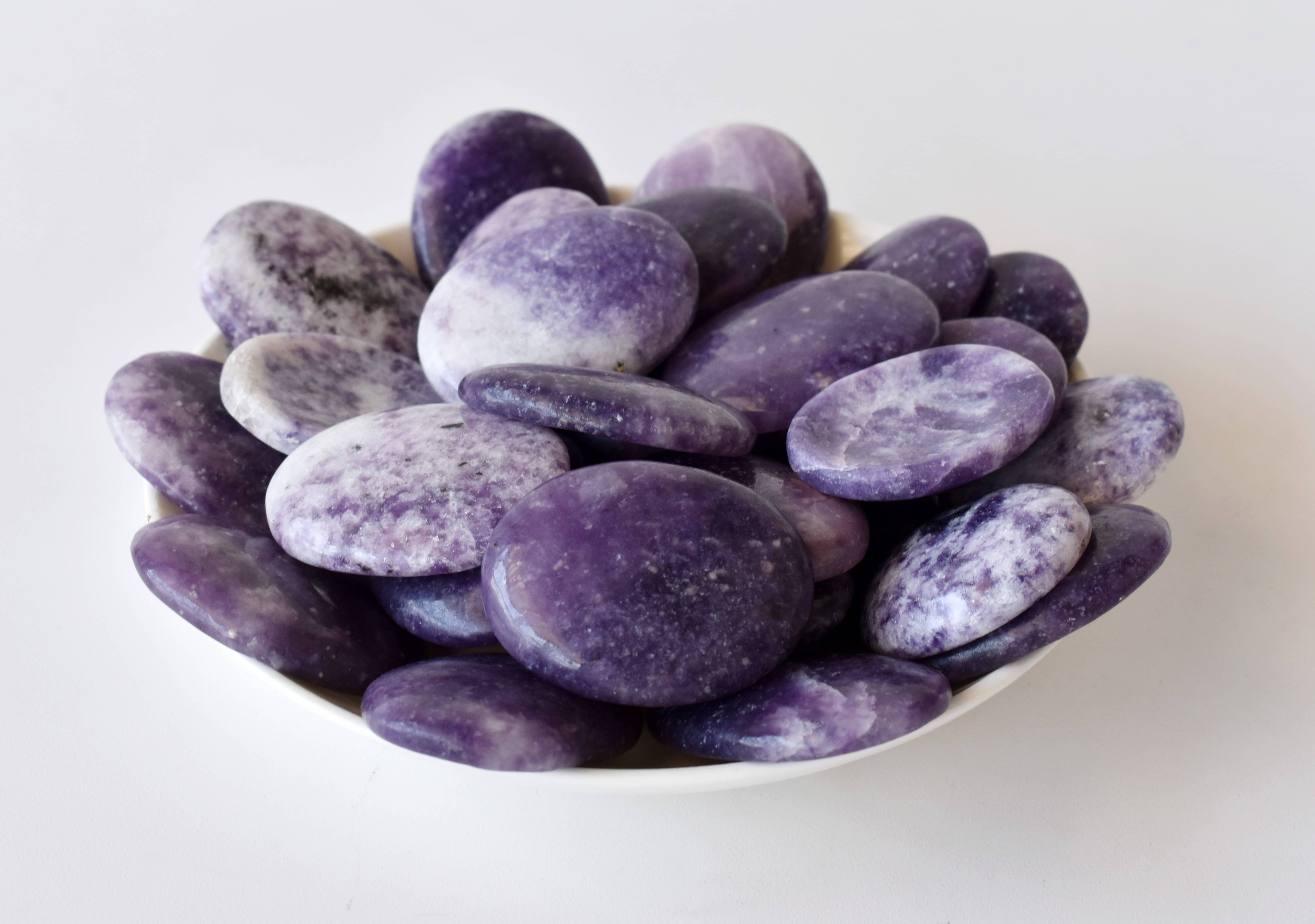 Lepidolite Worry Stone for Crystal Healing, Pocket Palm Stone