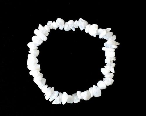 White Rainbow Moonstone Chip Bracelet Crystal chip Jewelry